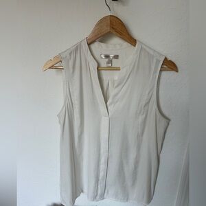 Banana Republic Silky Sleeveless V-Neck Top, Ivory